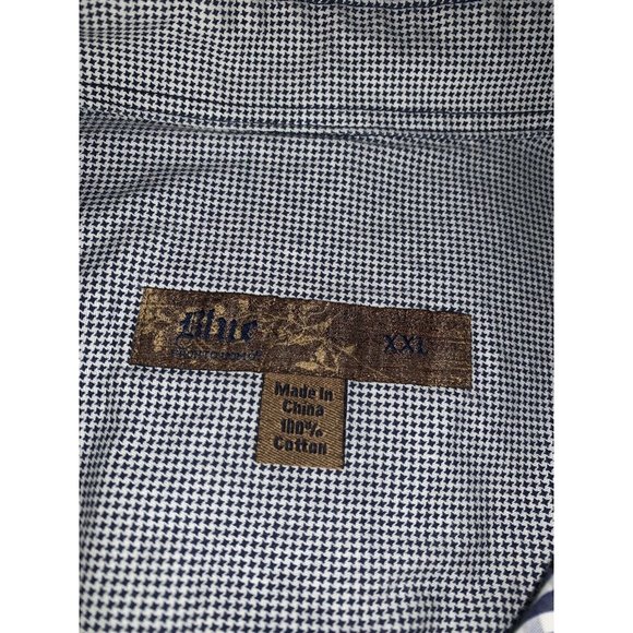 BLUE by Pronto Uomo Sz XXL Blue White Check Snap Front Shirt L/S Flip Cuffs EUC - Picture 8 of 9